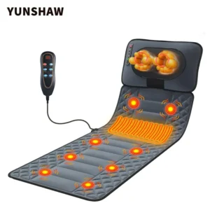 YUNSHAW Elektrisches Massagekissen mit Shiatsu und Waerme 10 Vibrationszonen fuer Nacken Ruecken Beine Tragbar mit Aufbewahrungstasche Perfekt gegen Stress Ideal als Geschenk fuer Eltern und Paare
